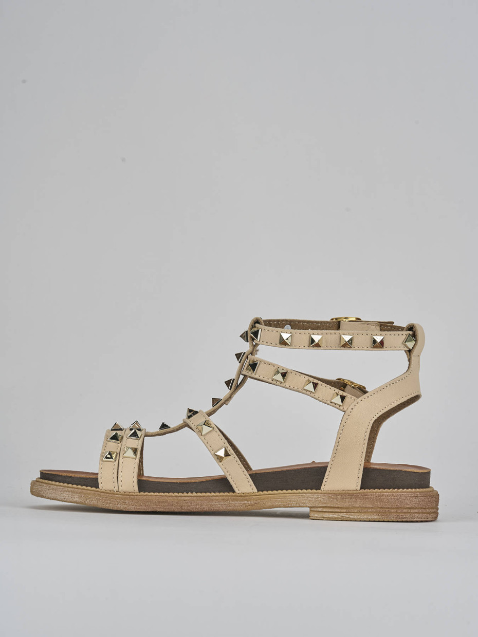 Sandali tacco 2cm pelle beige