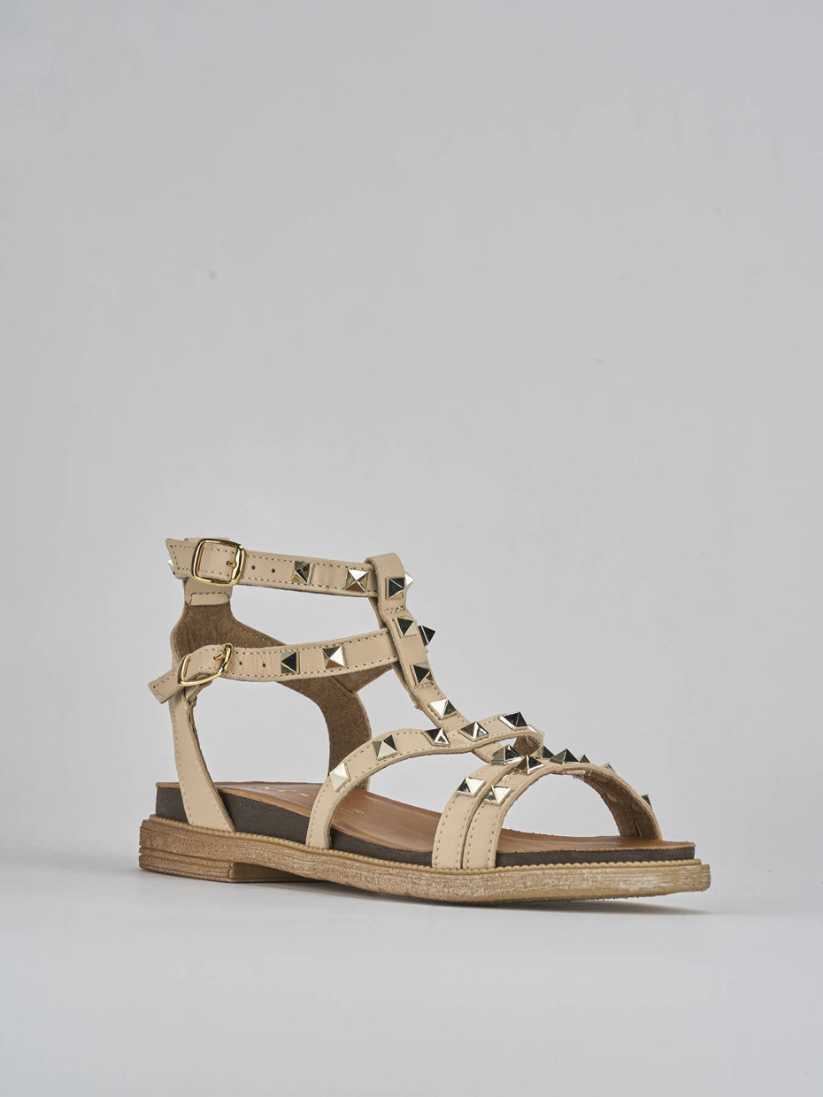 Sandali tacco 2cm pelle beige