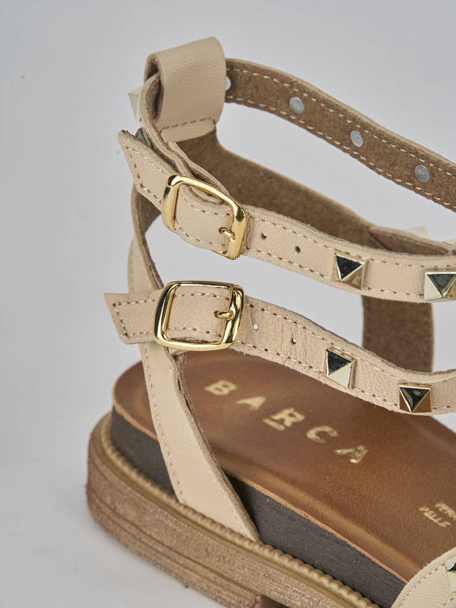 Sandali tacco 2cm pelle beige