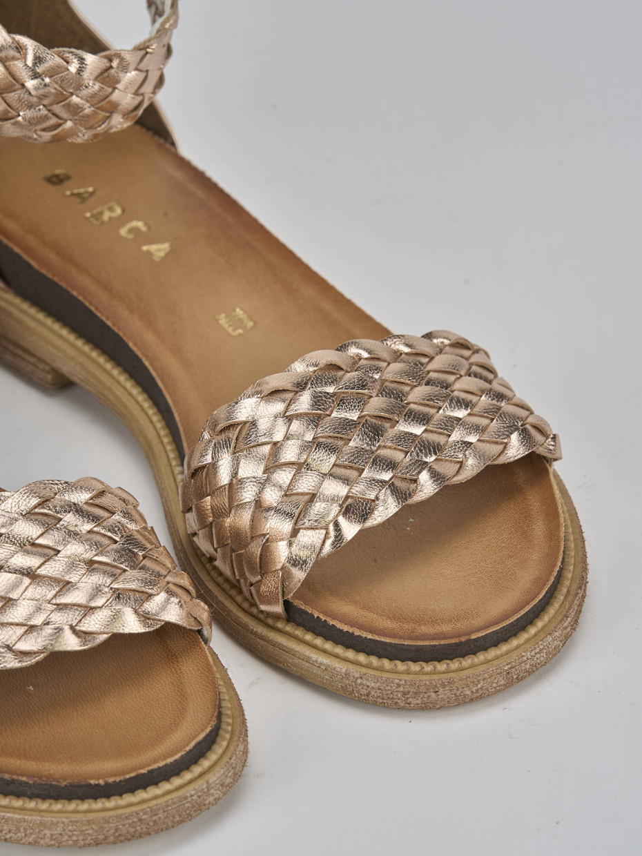 Sandali tacco 1cm pelle bronzo