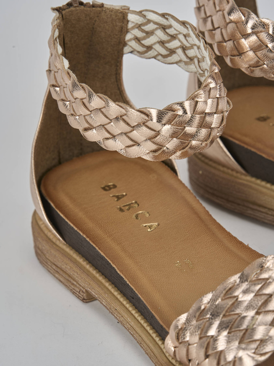 Sandali tacco 1cm pelle bronzo