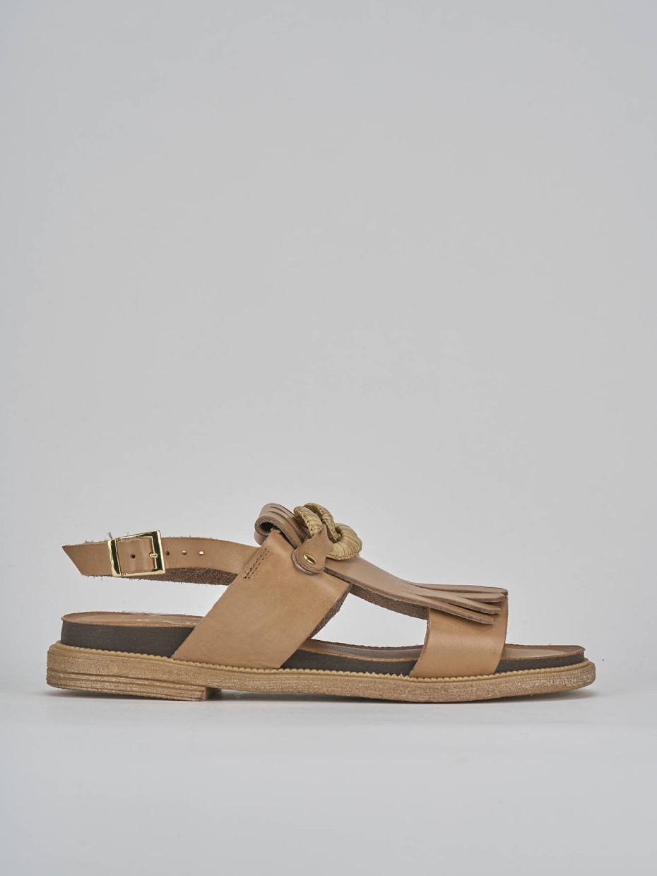 Sandali tacco 2cm pelle marrone