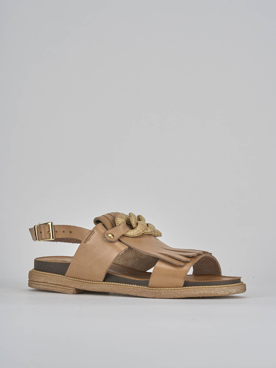Sandali tacco 2cm pelle marrone