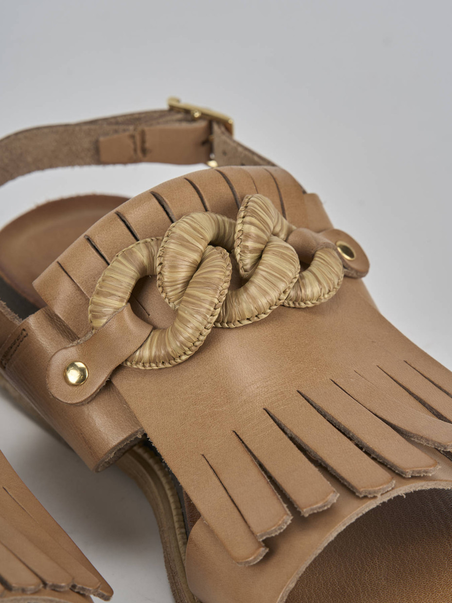 Sandali tacco 2cm pelle marrone