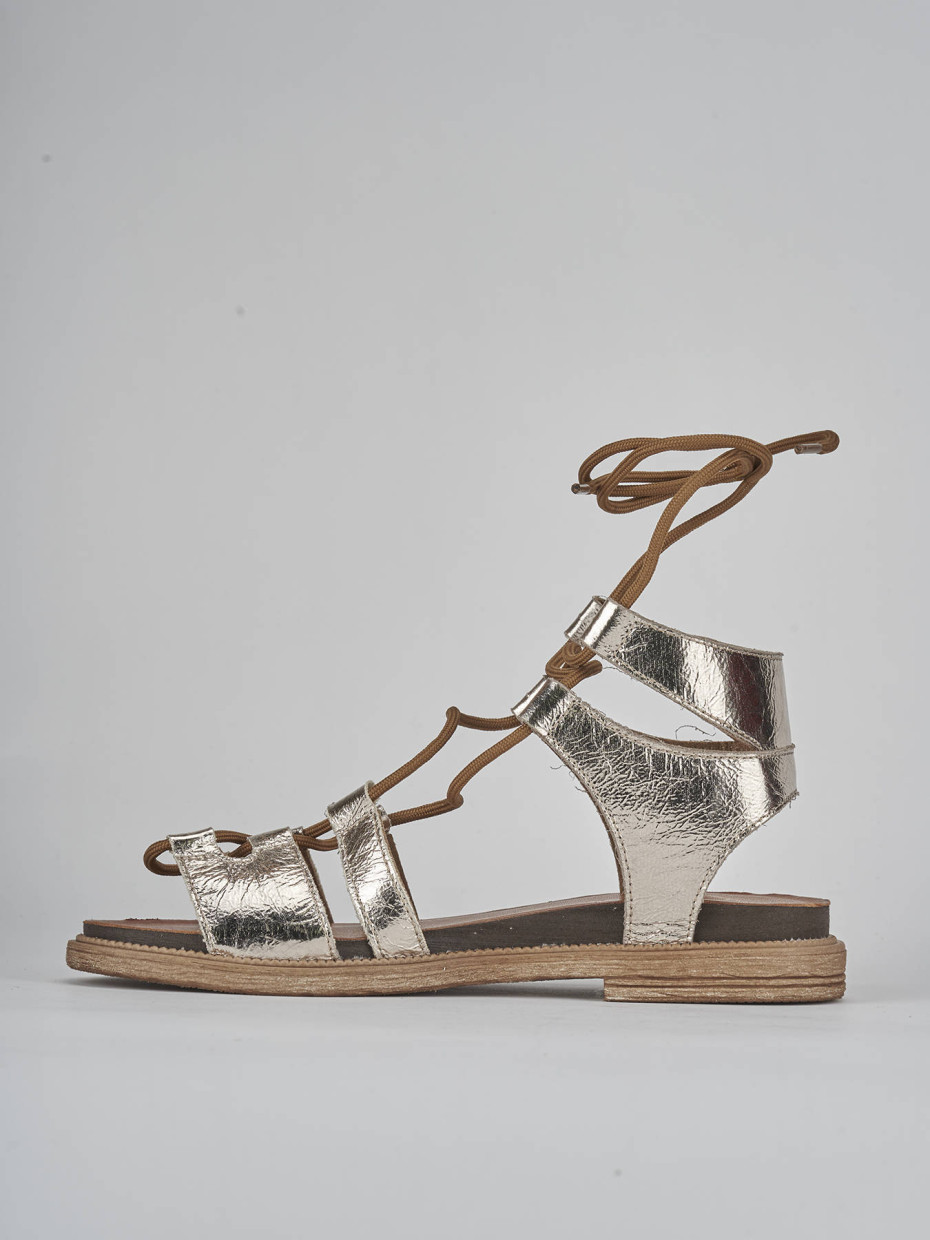 Sandali tacco 1cm pelle oro
