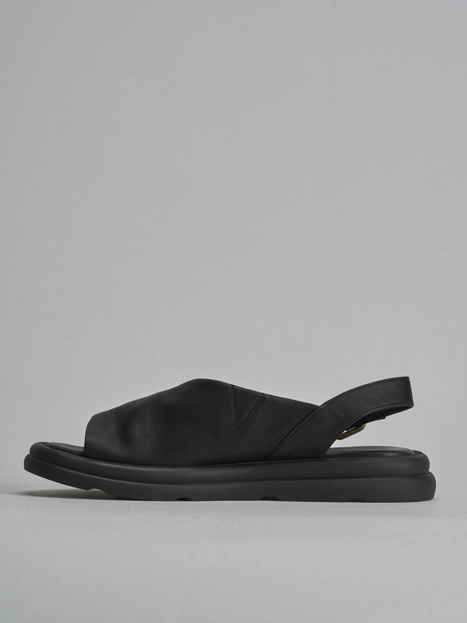 Sandali zeppa tacco 3cm pelle nero