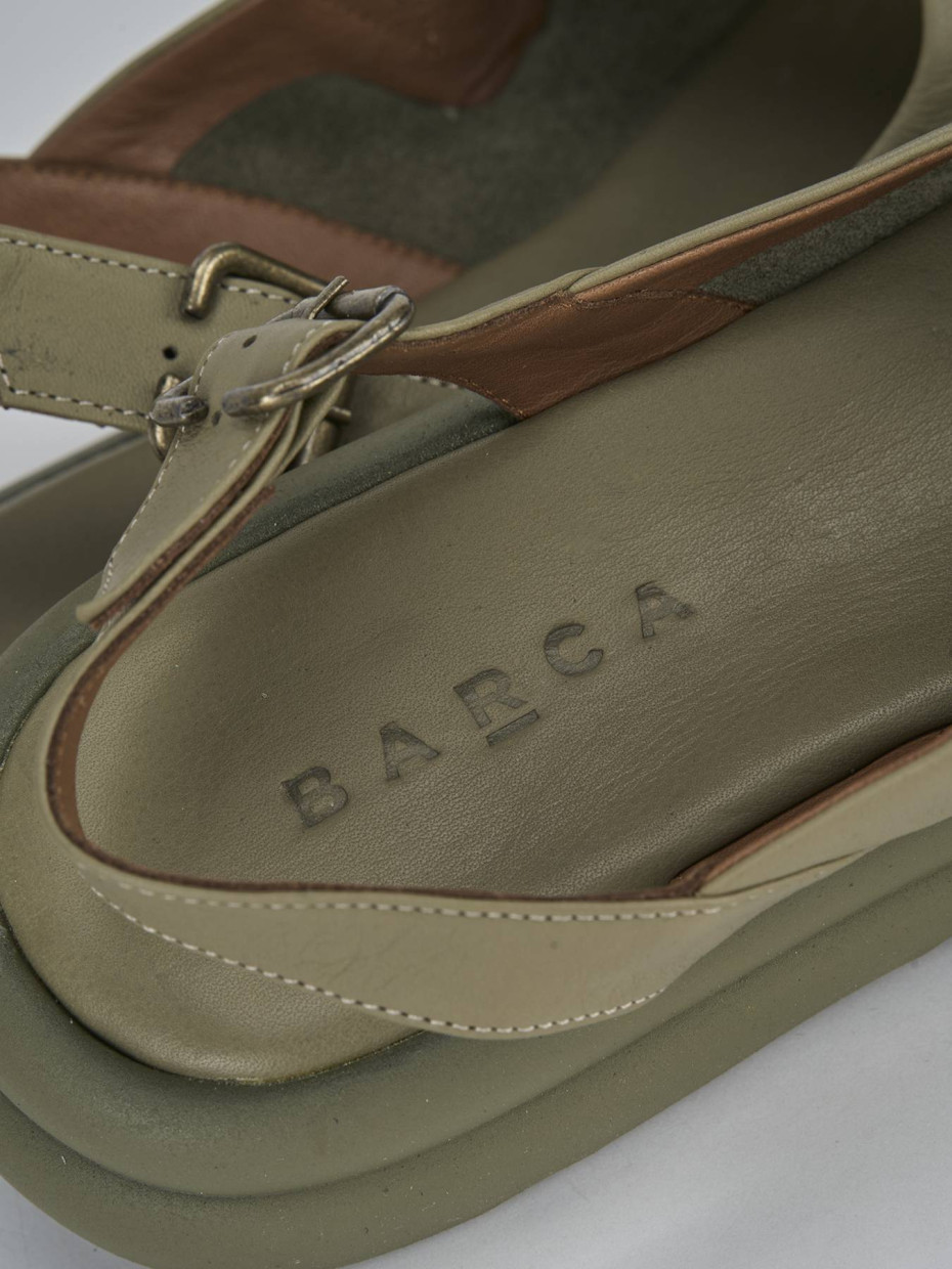 Sandali zeppa tacco 3cm pelle verde Barca Stores