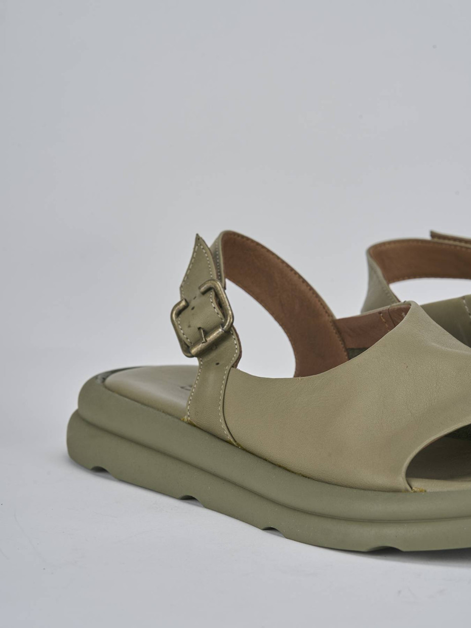 Sandali zeppa tacco 3cm pelle verde