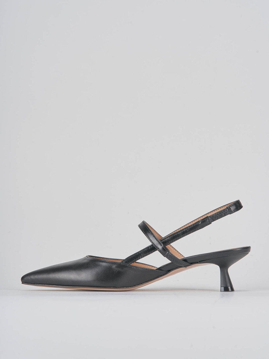 Décolleté e slingback tacco 5cm pelle nero