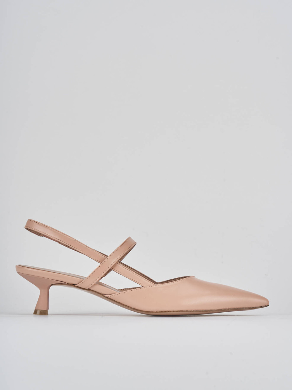 Décolleté e slingback tacco 5cm pelle rosa