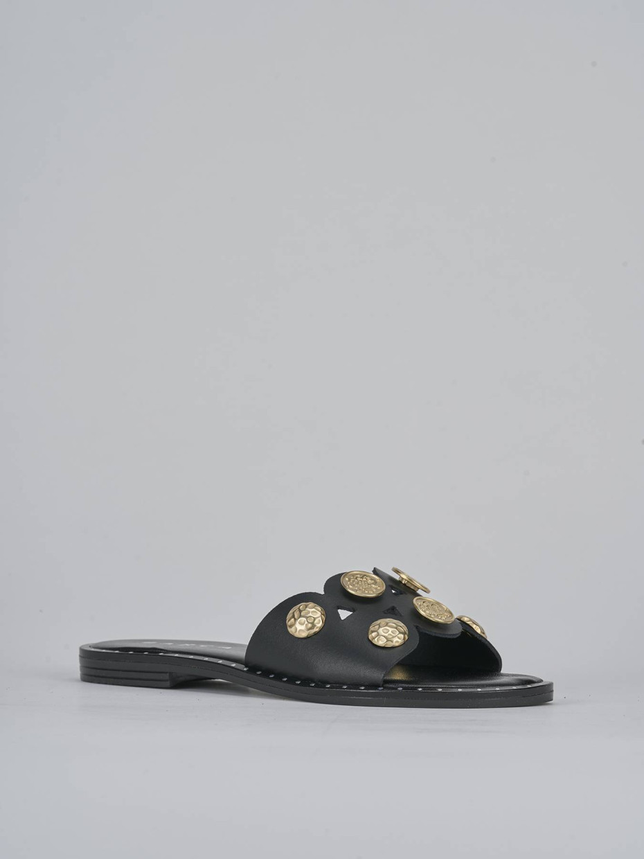 Ciabatta tacco 1 cm nero pelle