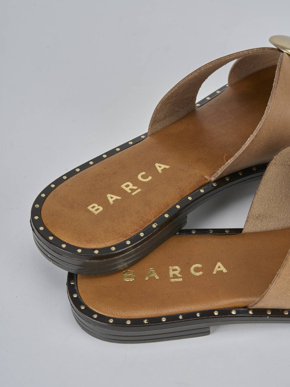 Ciabatta tacco 1 cm marrone pelle