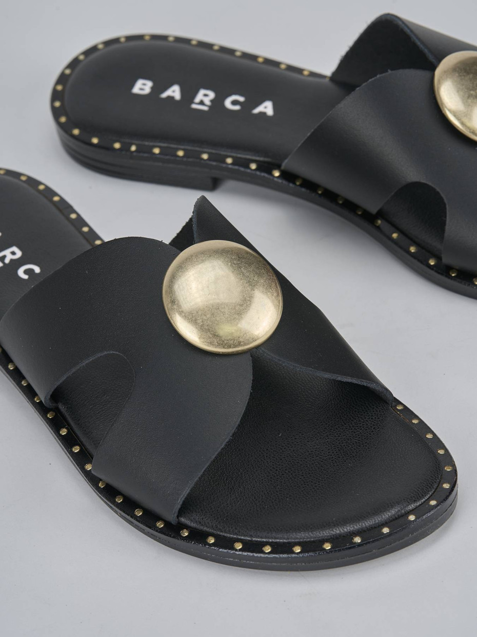 Ciabatta tacco 1 cm nero pelle