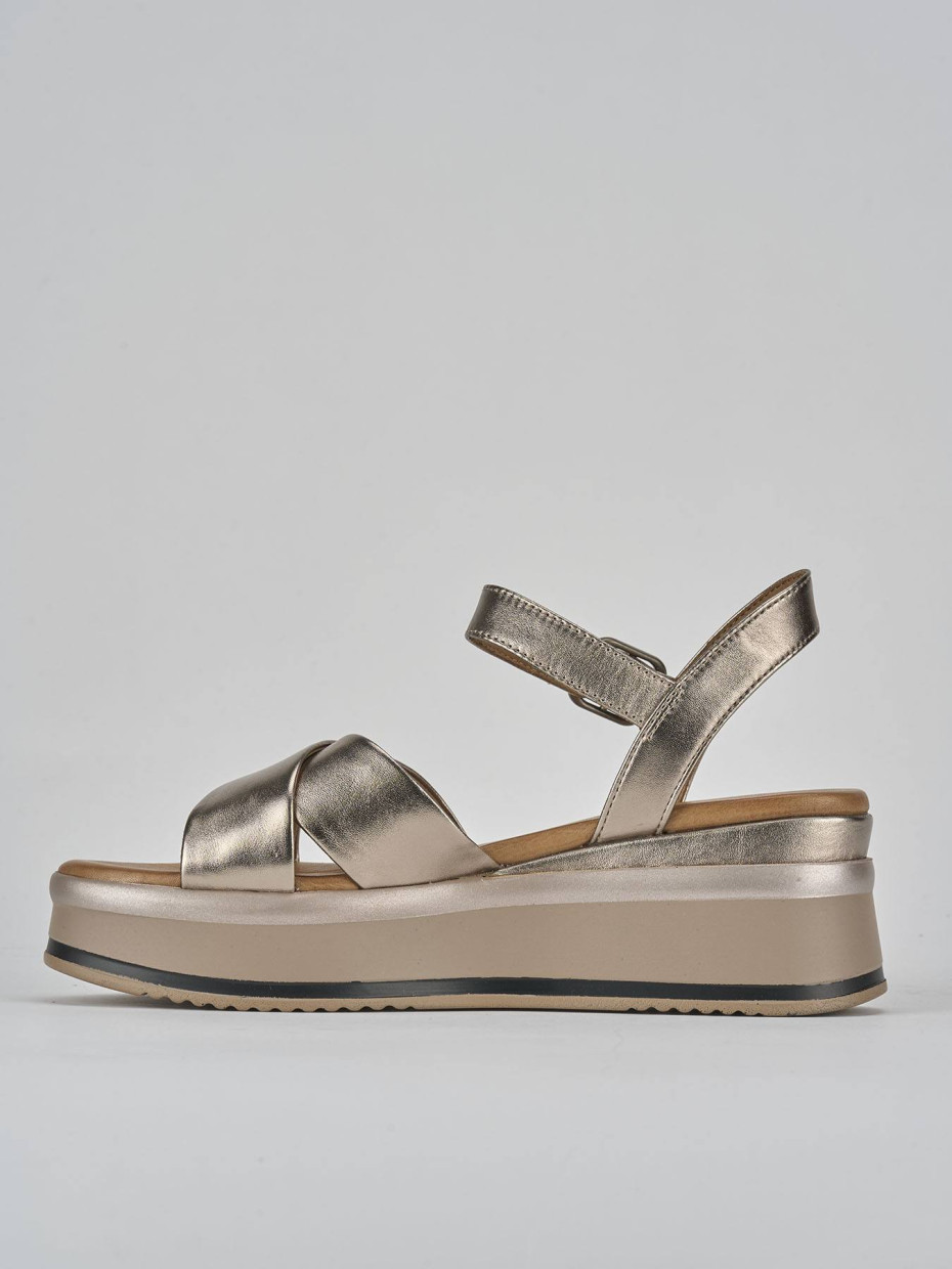Sandali zeppa tacco 4cm pelle argento