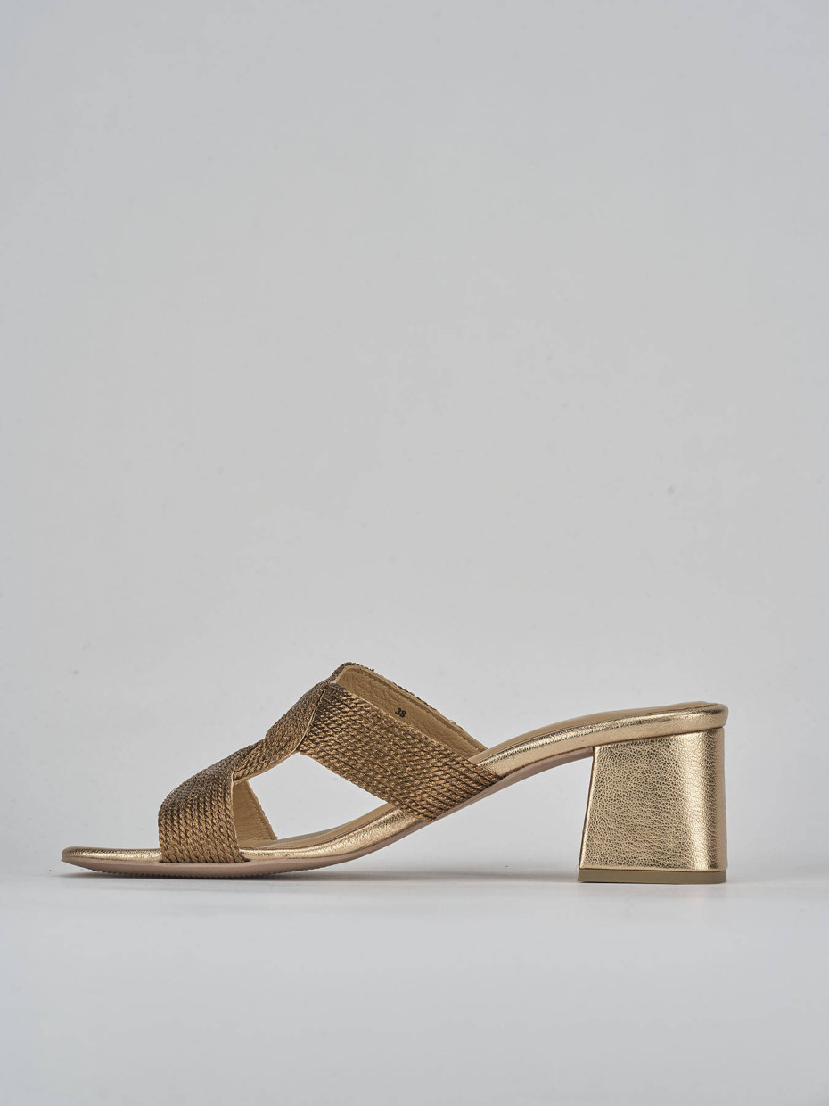 Ciabatte tacco 5cm pelle bronzo