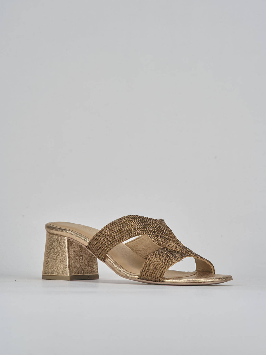 Ciabatte tacco 5cm pelle bronzo
