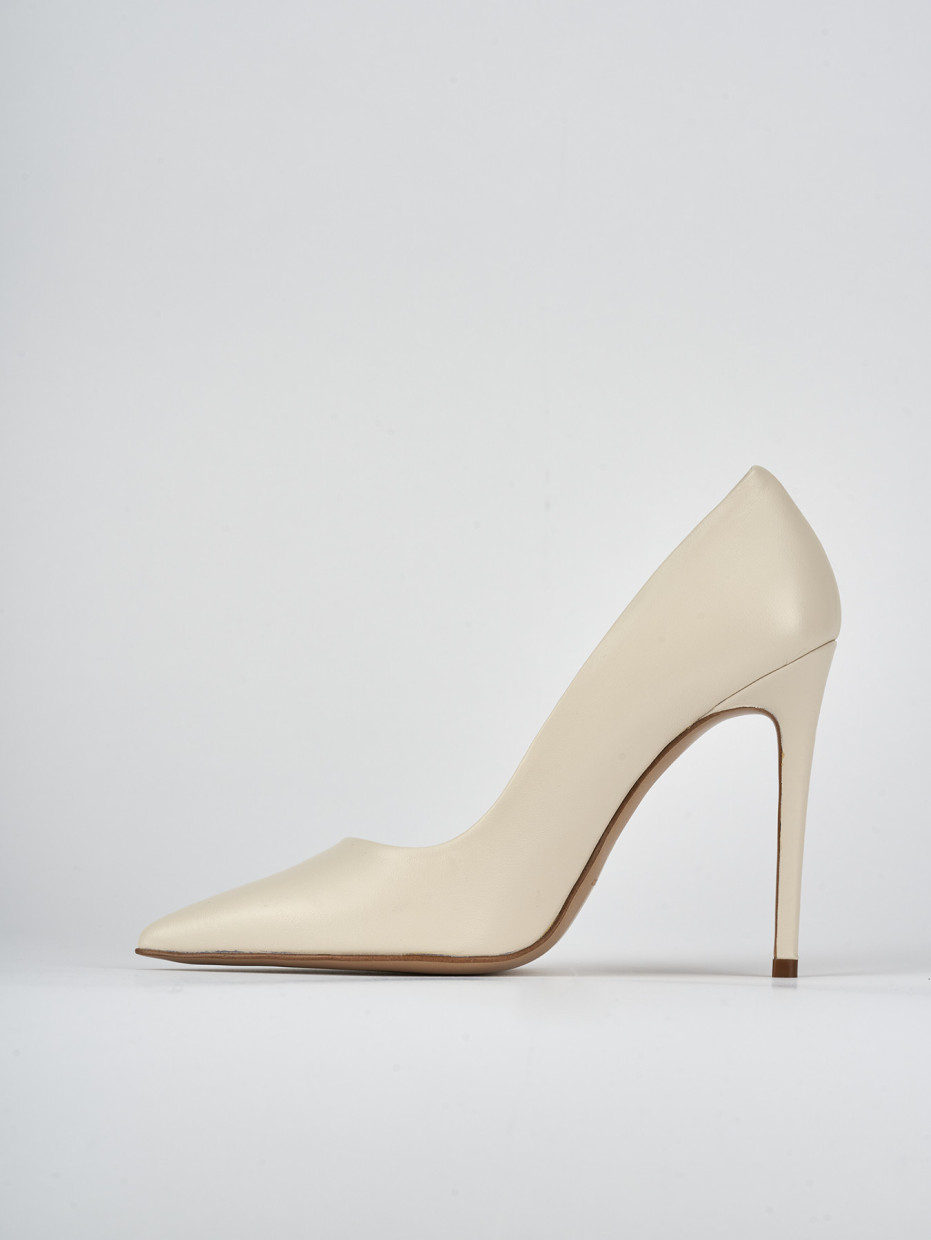 Décolleté e slingback tacco 10cm pelle bianco