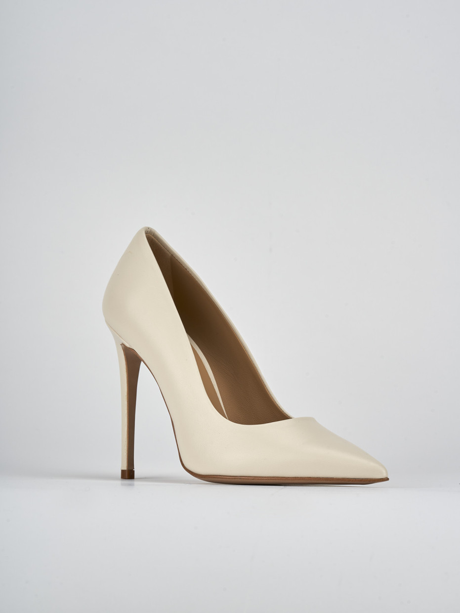 Décolleté e slingback tacco 10cm pelle bianco