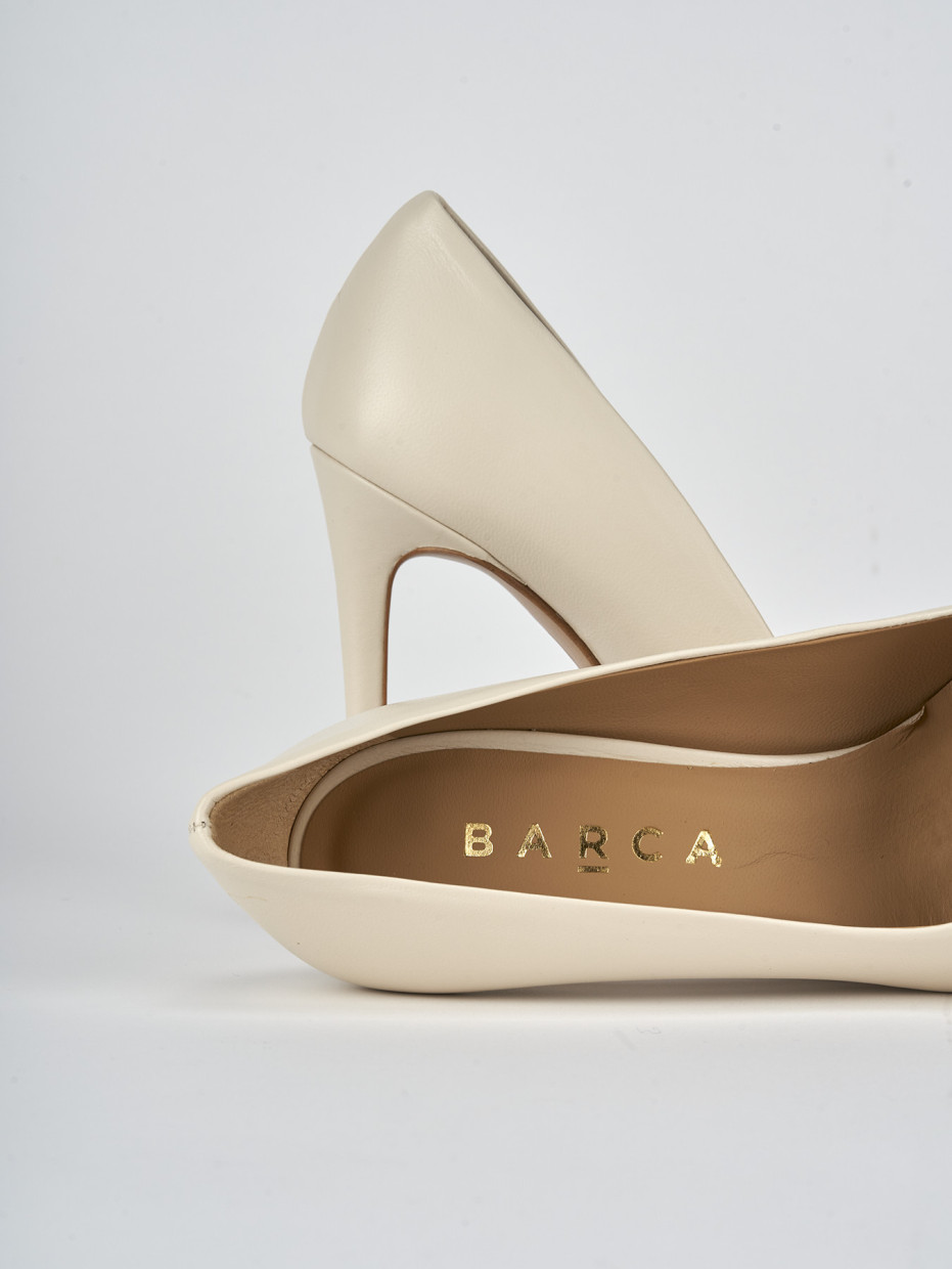 Décolleté e slingback tacco 10cm pelle bianco