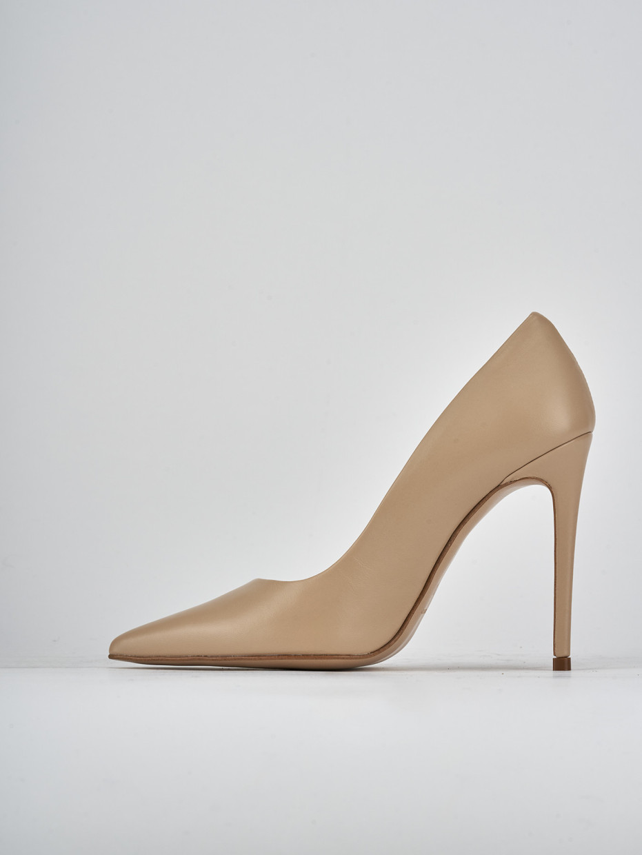 Décolleté e slingback tacco 10cm pelle marrone