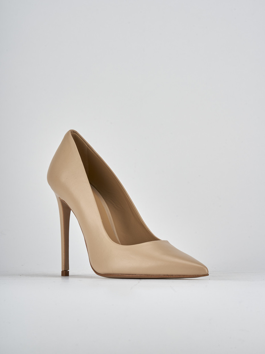 Décolleté e slingback tacco 10cm pelle marrone