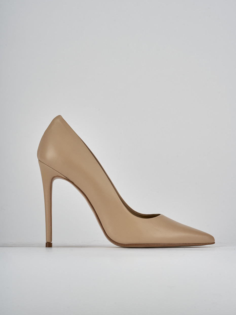 Décolleté e slingback tacco 10cm pelle marrone