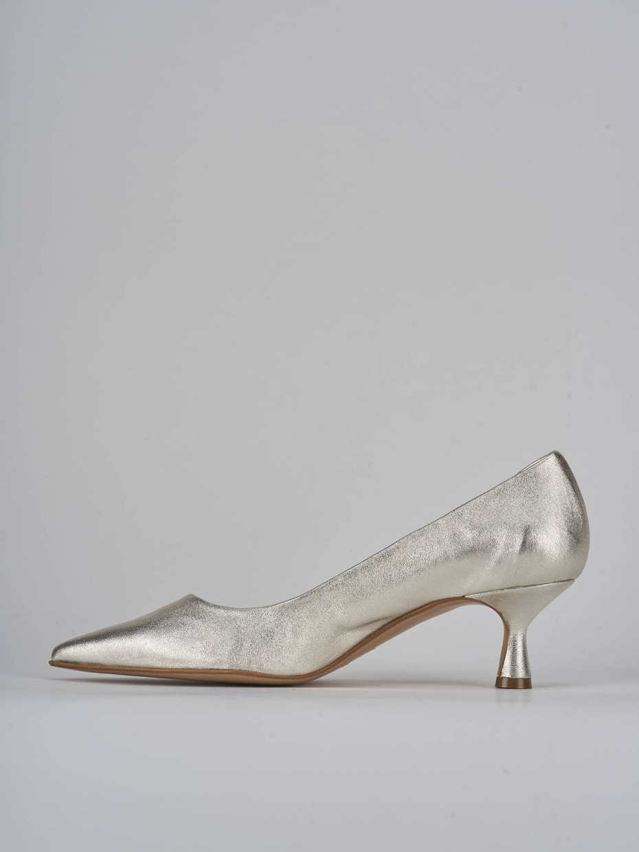 Décolleté e slingback tacco 5cm laminato oro