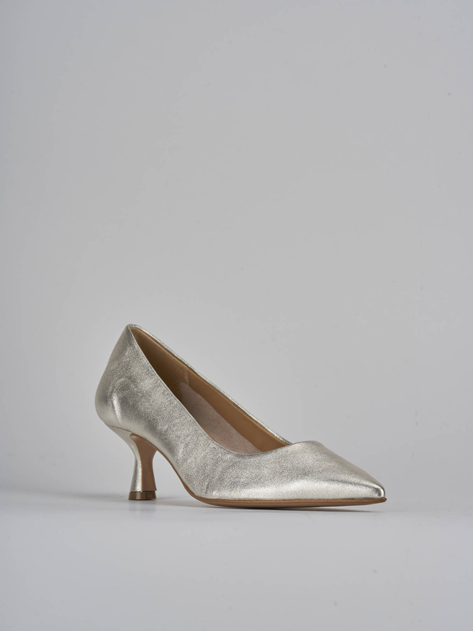 Décolleté e slingback tacco 5cm laminato oro