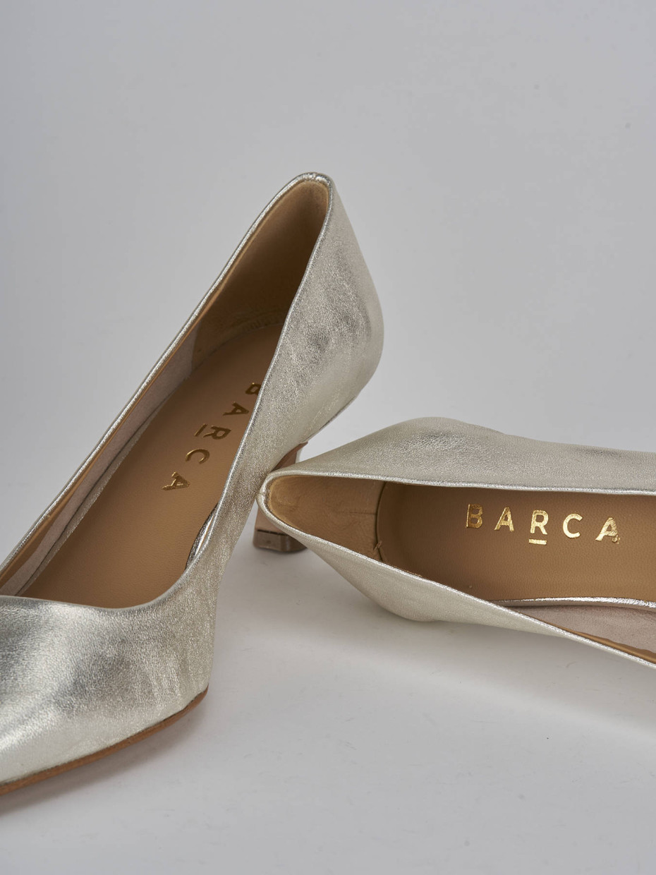 Décolleté e slingback tacco 5cm laminato oro