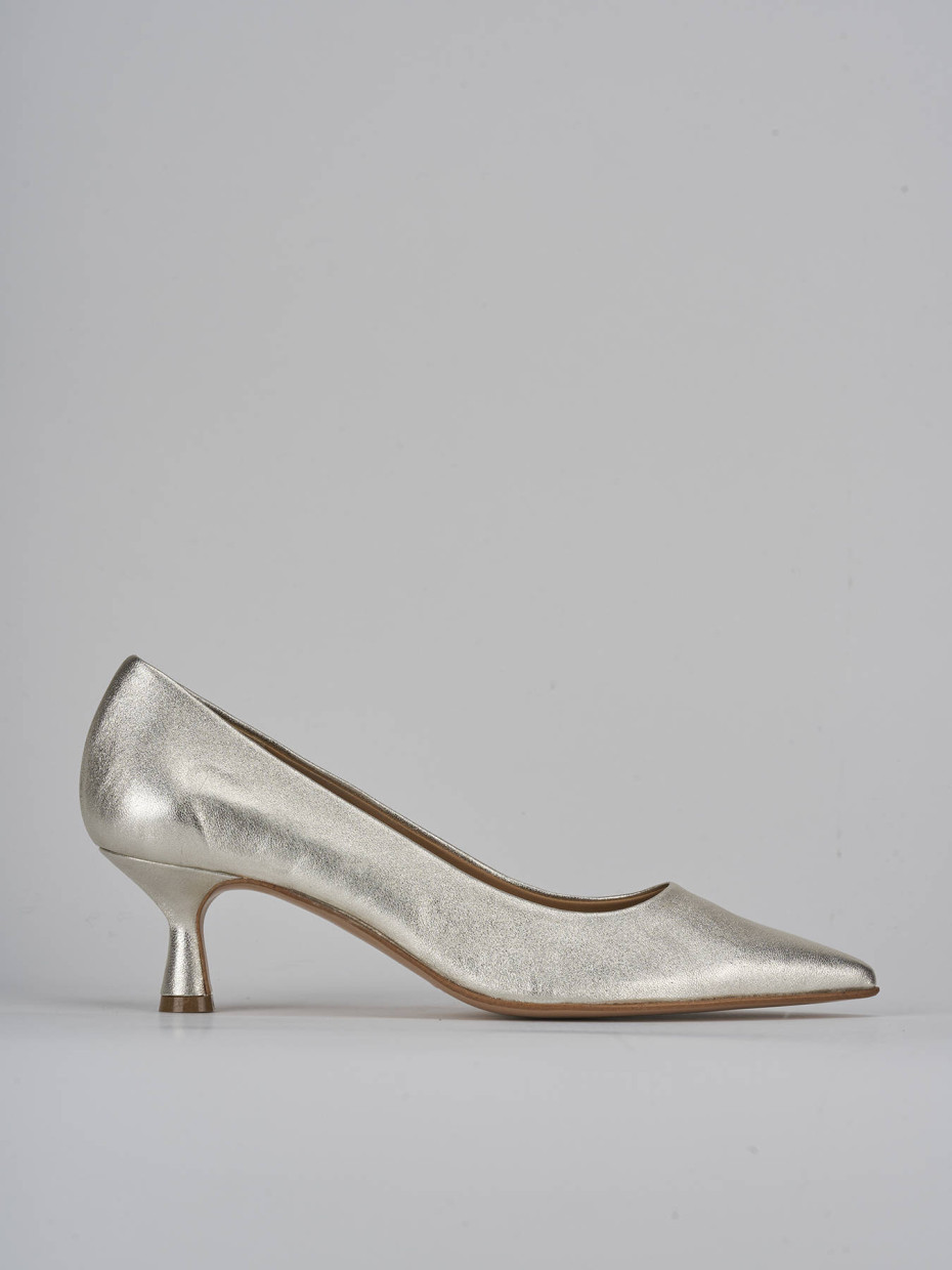 Décolleté e slingback tacco 5cm laminato oro