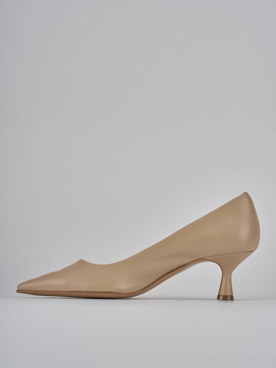 Décolleté e slingback tacco 5cm pelle marrone