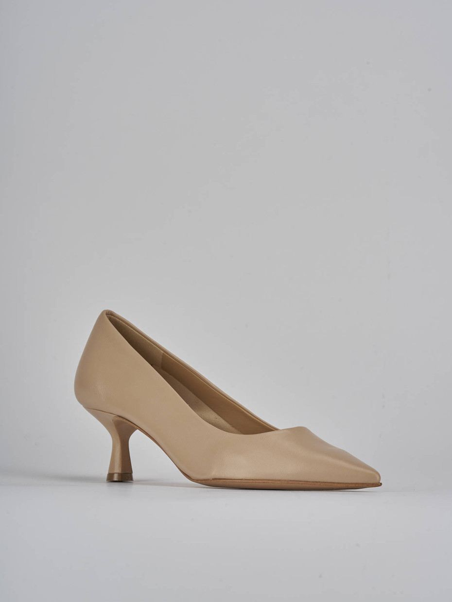 Décolleté e slingback tacco 5cm pelle marrone