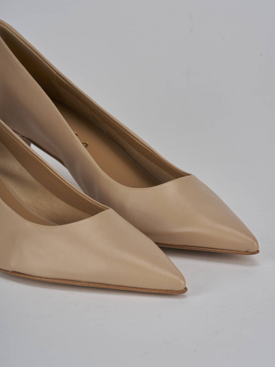 Décolleté e slingback tacco 5cm pelle marrone