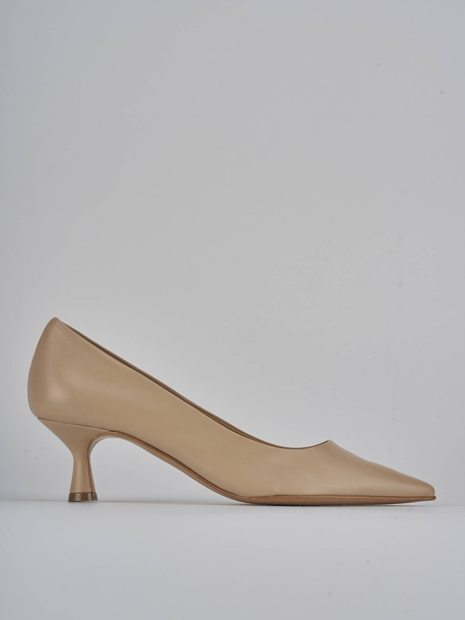 Décolleté e slingback tacco 5cm pelle marrone