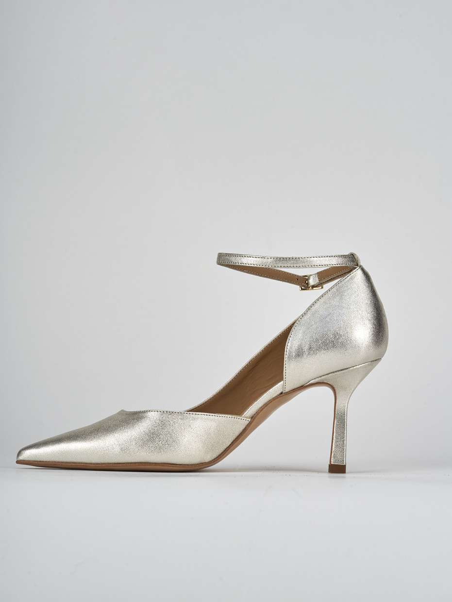 Décolleté e slingback tacco 7cm pelle oro