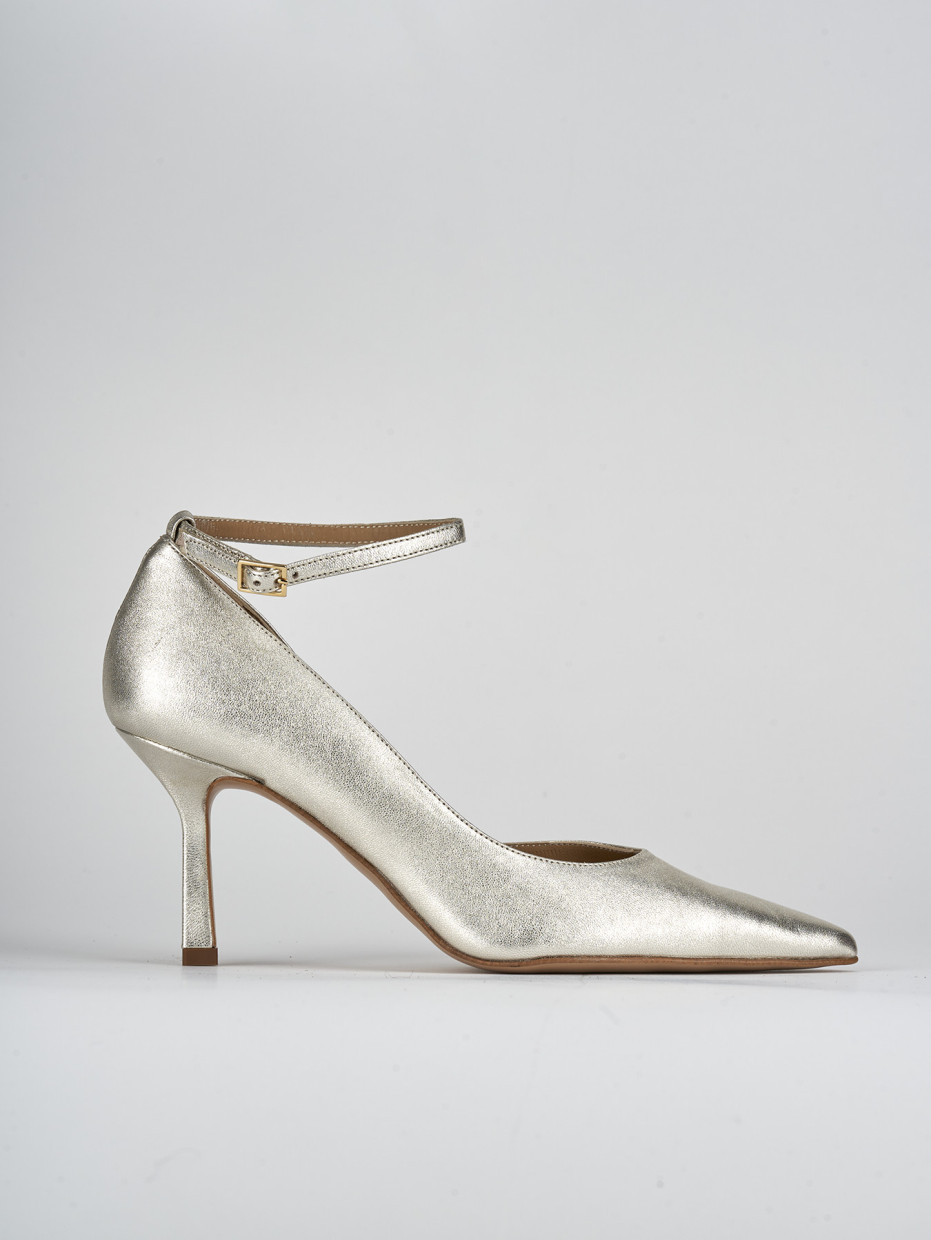 Décolleté e slingback tacco 7cm pelle oro