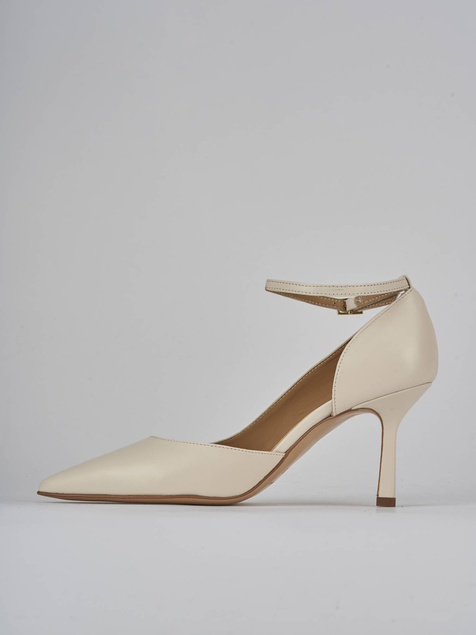 Décolleté e slingback tacco 7cm pelle bianco