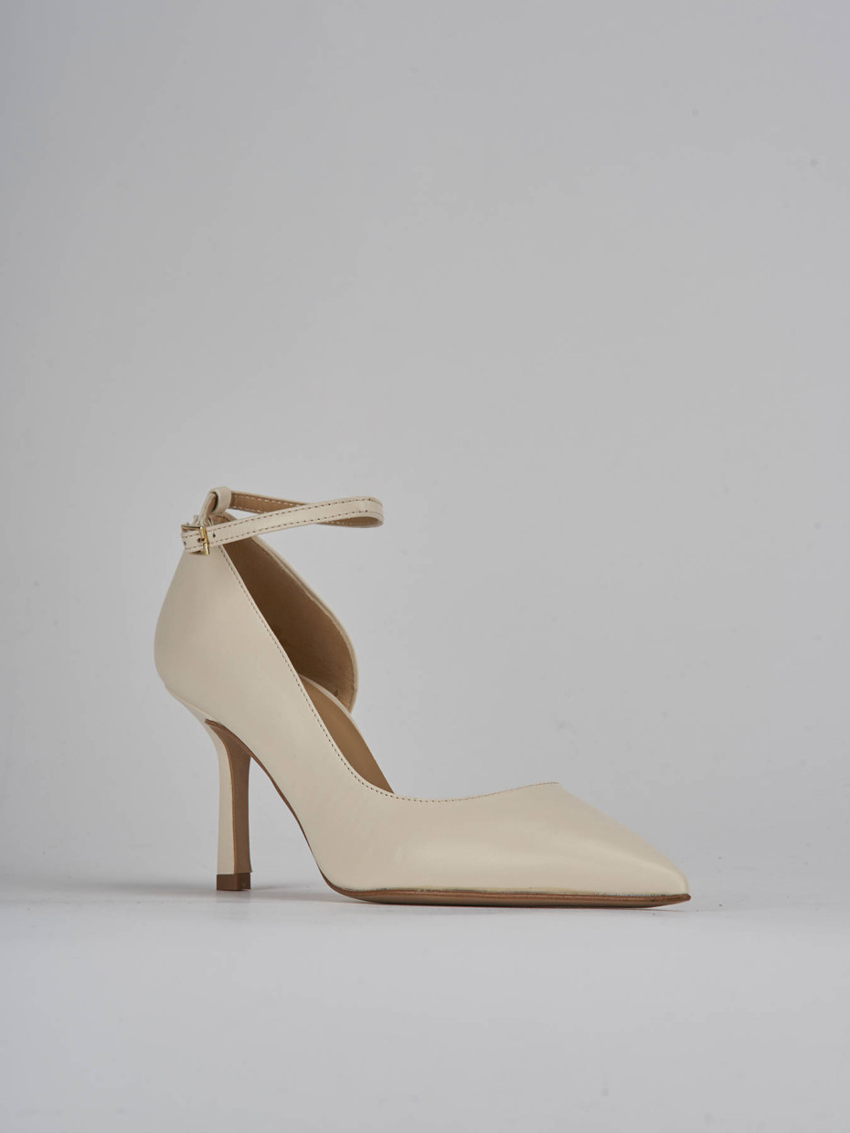 Décolleté e slingback tacco 7cm pelle bianco