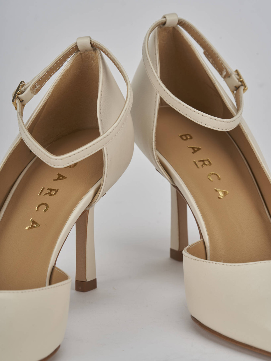 Décolleté e slingback tacco 7cm pelle bianco