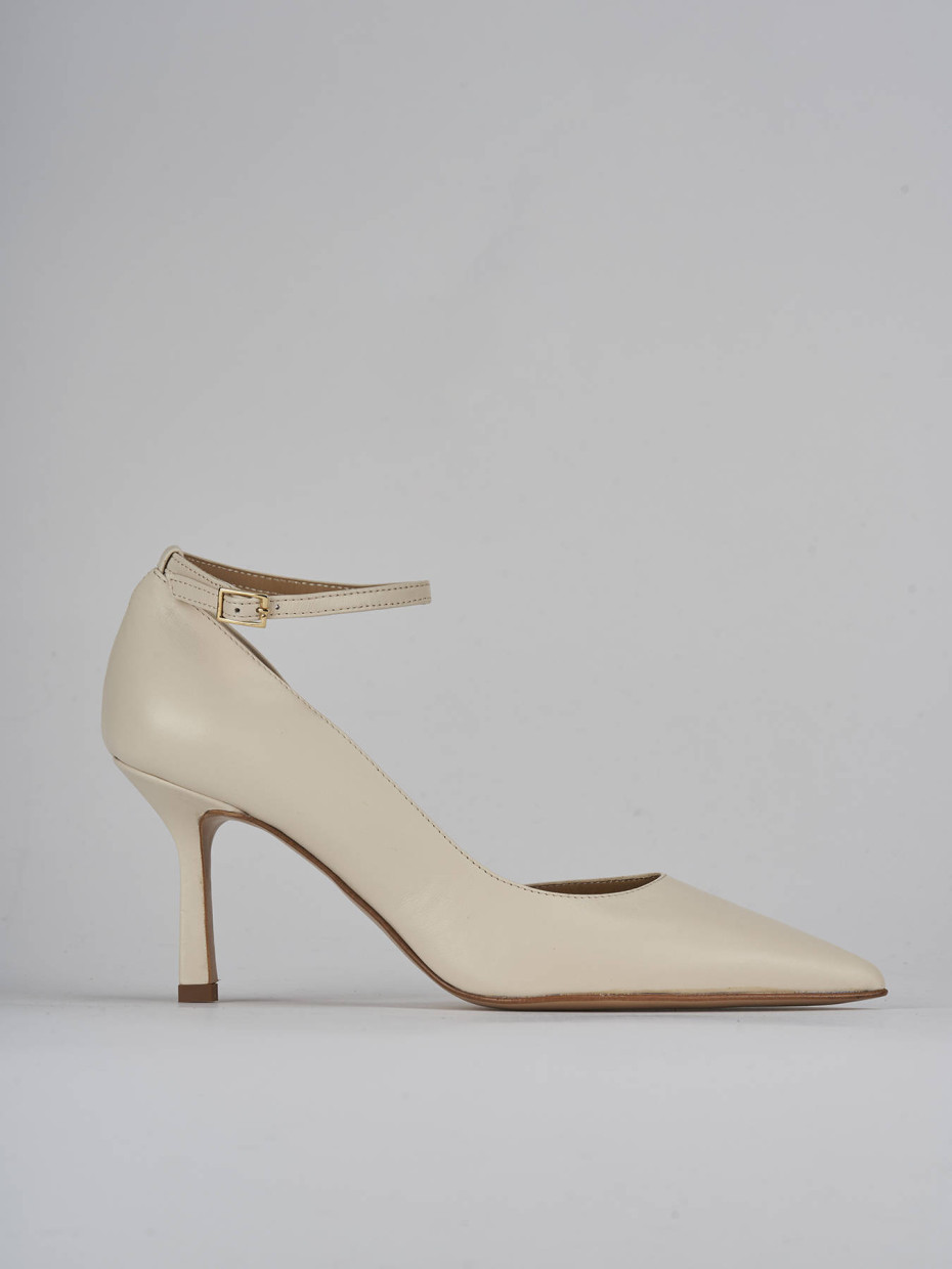 Décolleté e slingback tacco 7cm pelle bianco