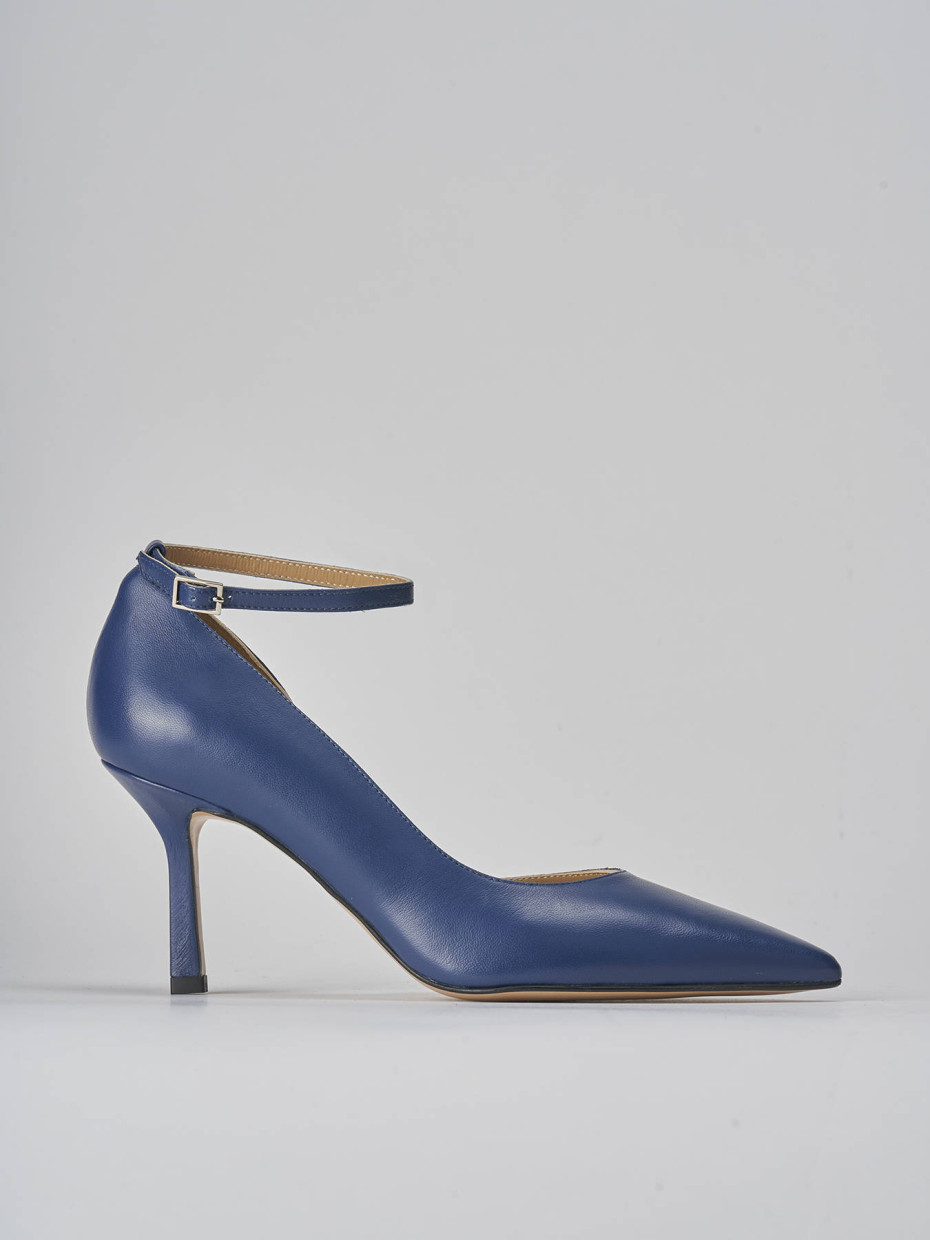 Décolleté e slingback tacco 7cm pelle blu