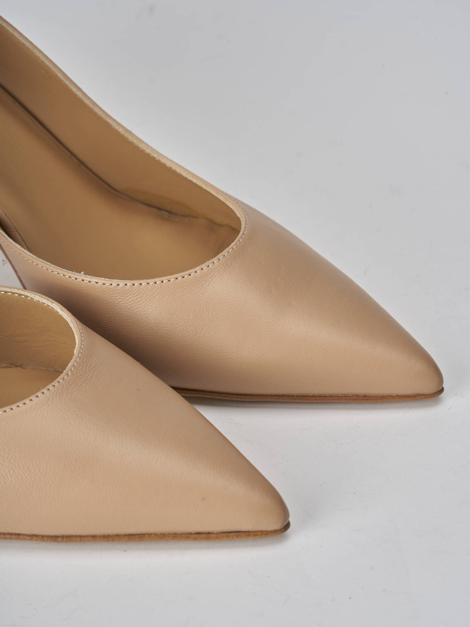 Decollete e slingback tacco 7cm pelle marrone Barca Stores