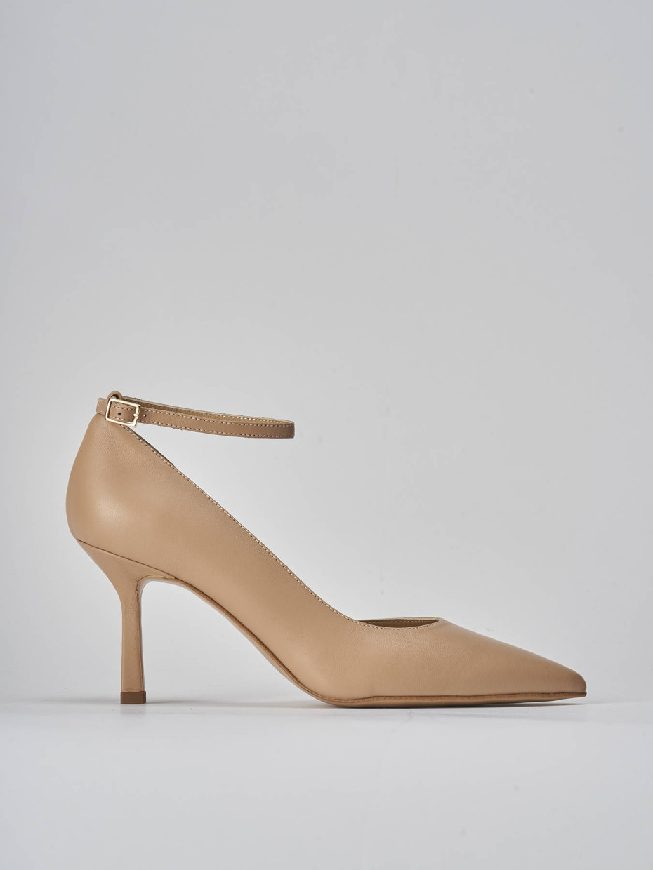 Décolleté e slingback tacco 7cm pelle marrone