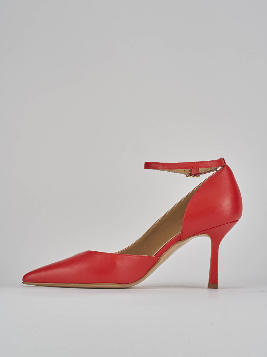 Décolleté e slingback tacco 7cm pelle rosso