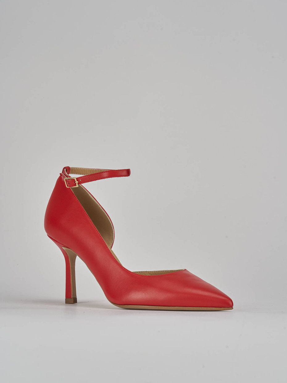 Décolleté e slingback tacco 7cm pelle rosso