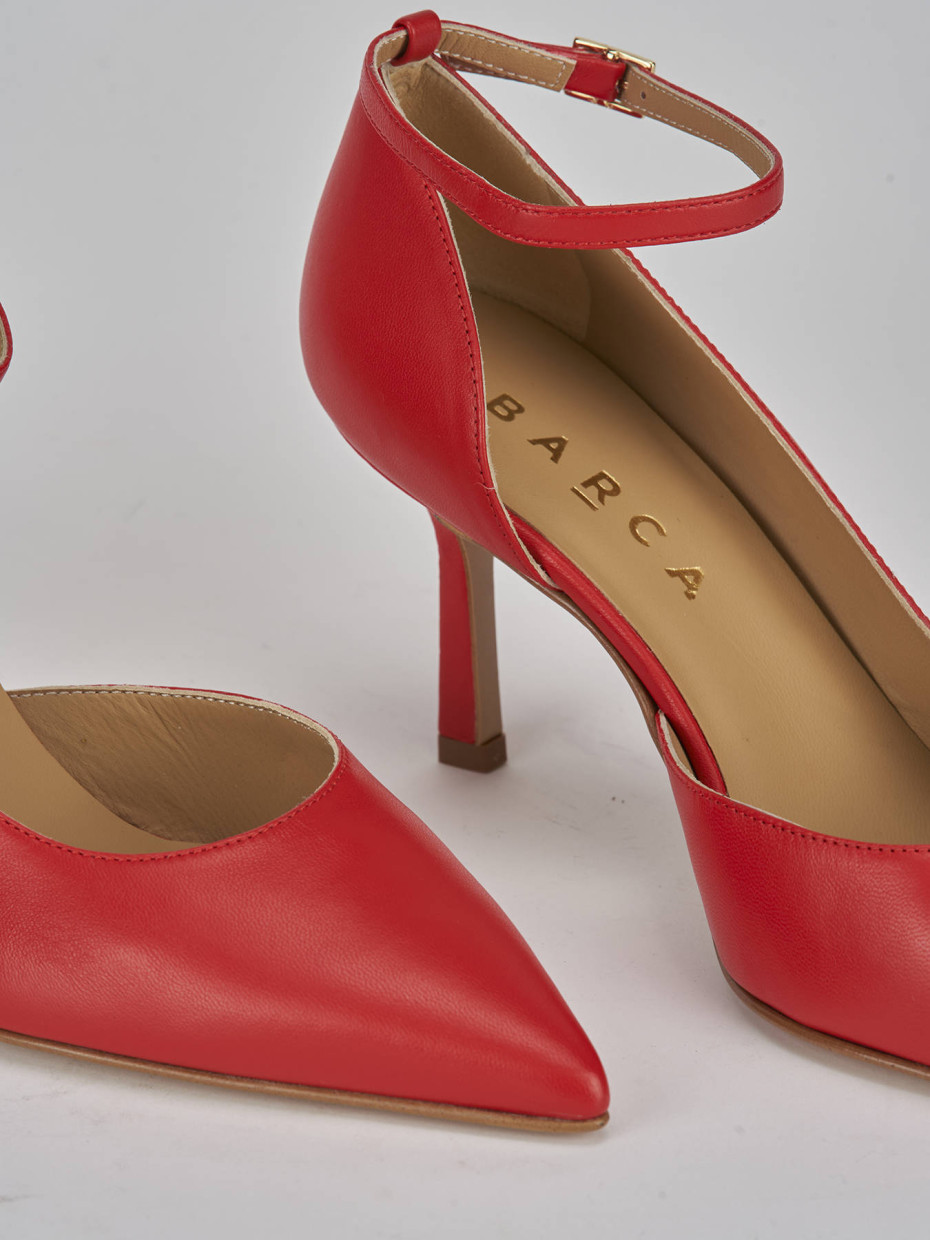 Décolleté e slingback tacco 7cm pelle rosso