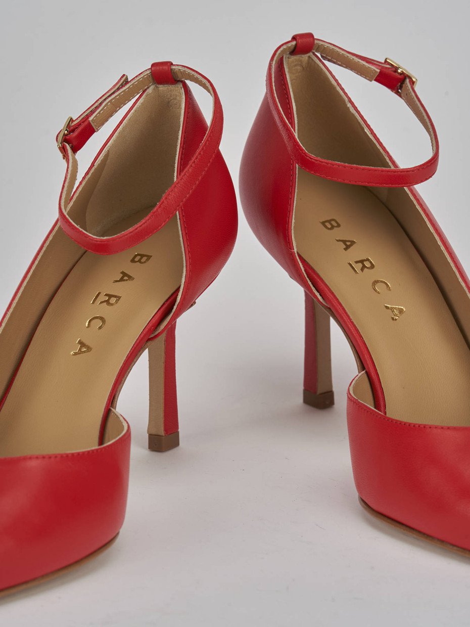 Décolleté e slingback tacco 7cm pelle rosso