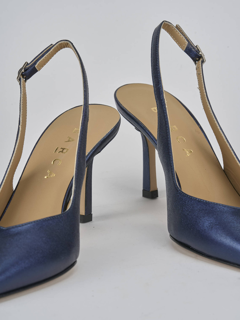 Slingback decolte tacco 7 cm blu laminato