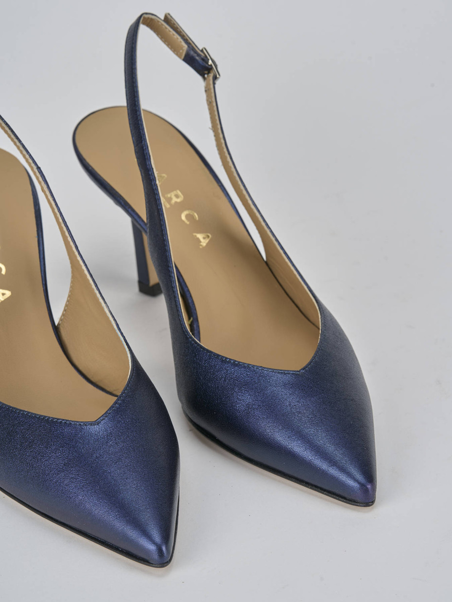 Slingback decolte tacco 7 cm blu laminato Barca Stores