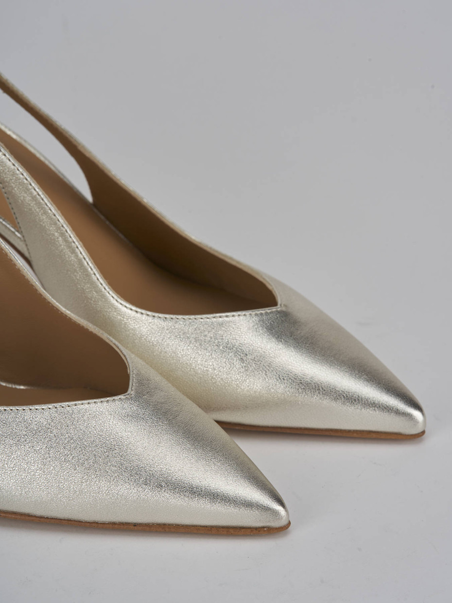 Slingback decolte tacco 7 cm oro laminato